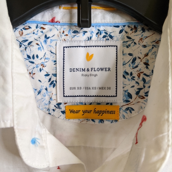 NWT DENIM & FLOWER flamingo poplin print top size XS - Picture 4 of 7